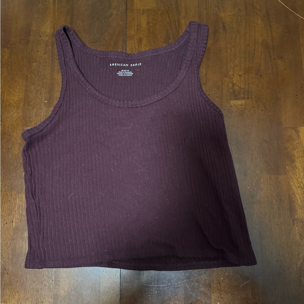 American Eagle Outfitters Women's Ribbed Cropped Tank Top - Purple